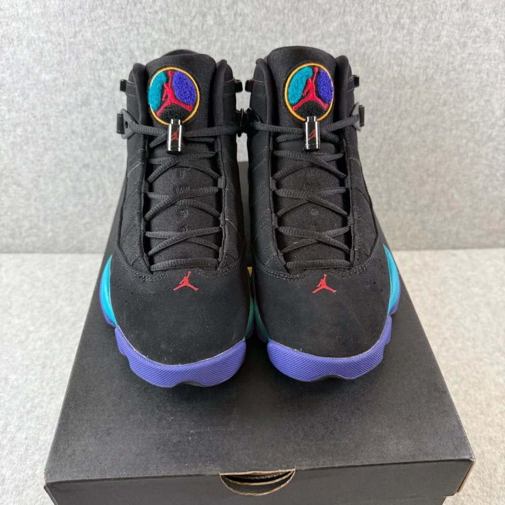 Nike Air Jordan 6 Rings Black Aqua Grey Mens Sneakers‎ Size 8 DD5077-040